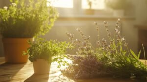 Voici une version du texte intégrant les mots « shilajit », « shilajit pur », « shilajit en bocal » et « shilajit résine » : La lumière du soleil filtre à travers la fenêtre, illuminant des herbes en pot, un bouquet de lavande sur une table en bois, ainsi qu'un bocal de shilajit pur. Cette atmosphère chaleureuse et paisible met naturellement en valeur la présence apaisante des plantes et du shilajit résine. Un doux rayon éclaire particulièrement le shilajit en bocal, soulignant l’alliance parfaite entre la nature brute des herbes aromatiques et les bienfaits précieux du shilajit. N’hésitez pas si vous souhaitez adapter ce texte selon un ton ou un contexte précis !.