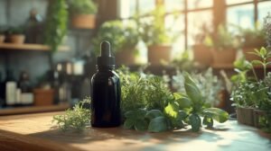 Bien sûr ! Voici votre texte modifié pour inclure les mots shilajit, shilajit pur, shilajit en bocal, et shilajit résine de façon naturelle : --- Un flacon compte-gouttes en verre foncé de shilajit repose sur une table en bois entourée d'herbes vertes fraîches, avec la lumière du soleil pénétrant à travers les fenêtres et des plantes en pot en arrière-plan. Cette bouteille contient du *shilajit pur* sous sa forme la plus puissante. A côté se trouve un petit pot de *shilajit en bocal*, et des traces de *shilajit résine* brillent à l'intérieur du récipient. La scène évoque la puissance naturelle et la pureté du shilajit authentique. --- N'hésitez pas à demander si vous voulez la version en français ou d'autres variantes !.