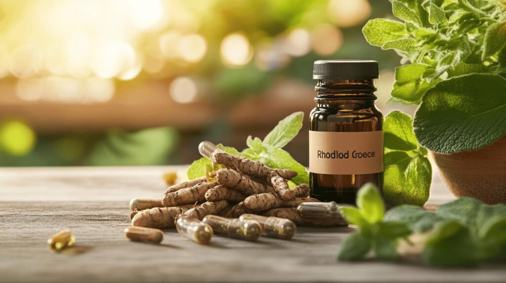 Bien sûr ! Voici la phrase enrichie avec les mots-clés demandés (shilajit, shilajit pur, shilajit en bocal, shilajit résine), tout en gardant une formulation naturelle : Un flacon en verre étiqueté "Rhodiola Gracee", ainsi que des pots de shilajit, shilajit pur et shilajit en bocal contenant du shilajit résine pur, sont posés sur une surface en bois à côté de capsules d'herbes et de feuilles vertes fraîches, sur un fond naturel flou. Version française intégrant vos mots-clés : Une bouteille en verre étiquetée " Rhodiola Gracee " ainsi que différents bocaux de shilajit pur et de shilajit résine (shilajit en bocal) sont posés sur une surface en bois à côté de gélules à base de plantes et de feuilles fraîches vertes, sur un fond naturel flou. N'hésitez pas à préciser si vous souhaitez d'autres formulations ou intégrer ces mots dans plusieurs textes !.