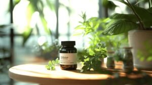 Bien sûr ! Voici une version du texte qui inclut les mots-clés demandés : Une bouteille en verre foncé étiquetée « Stillilab » repose sur une table en bois ensoleillée entourée de plantes vertes luxuriantes et de petits pots en verre de shilajit, shilajit pur, shilajit en bocal et shilajit resine, créant une atmosphère fraîche et naturelle à l'intérieur. Si tu souhaites la version en français : Une sombre bouteille en verre portant l'étiquette « Stillilab » est posée sur une table en bois baignée de soleil, entourée de plantes vertes luxuriantes et de petits bocaux contenant du shilajit, du shilajit pur, du shilajit en bocal et du shilajit résine. L’ensemble crée une ambiance fraîche et naturelle à l’intérieur. Dis-moi si tu veux encore plus intégrer ou répéter ces mots dans le texte !.