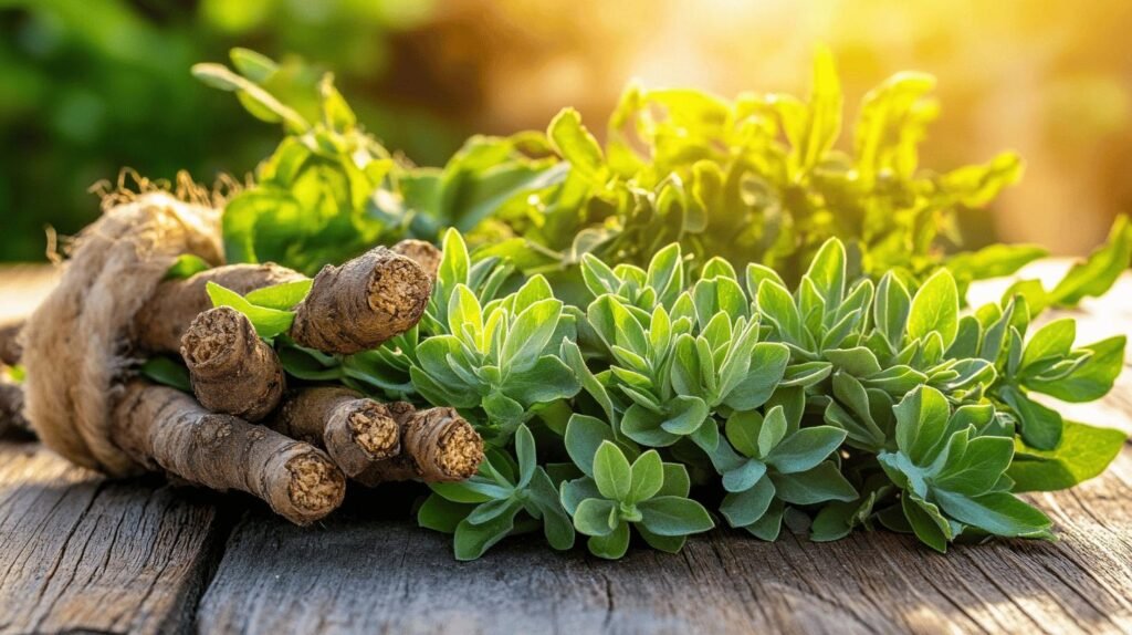 Voici votre texte enrichi avec les mots-clés demandés ("shilajit", "shilajit pur", "shilajit en bocal", "shilajit résine") : Des herbes vertes et des racines fraîches sont attachées avec de la ficelle et placées sur une surface en bois rustique, avec du shilajit, du shilajit pur, du shilajit en bocal et du shilajit résine. La lumière chaude du soleil les éclaire, créant une atmosphère vibrante et naturelle. Si vous souhaitez une version en français ou avez d'autres spécificités à ajouter, dites-le-moi !.